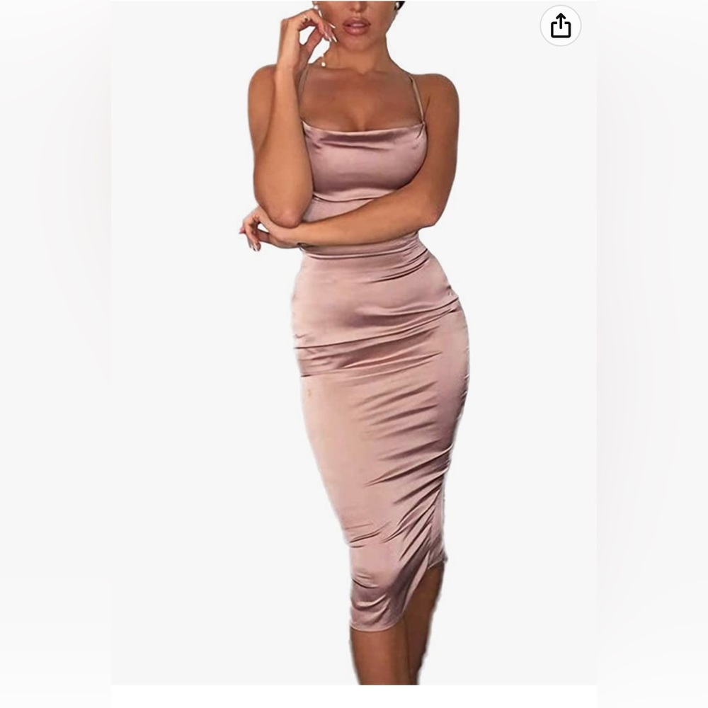 Pink Satin Dress-M